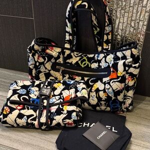 Chanel Black and Multicolor Tote/Diaper Bag